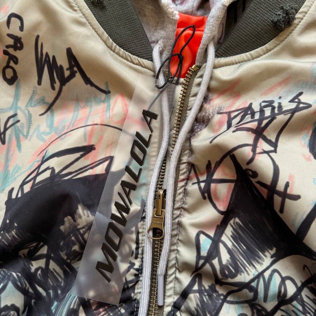 Mowalola 25FW Graffiti bomber removable hooded jacket