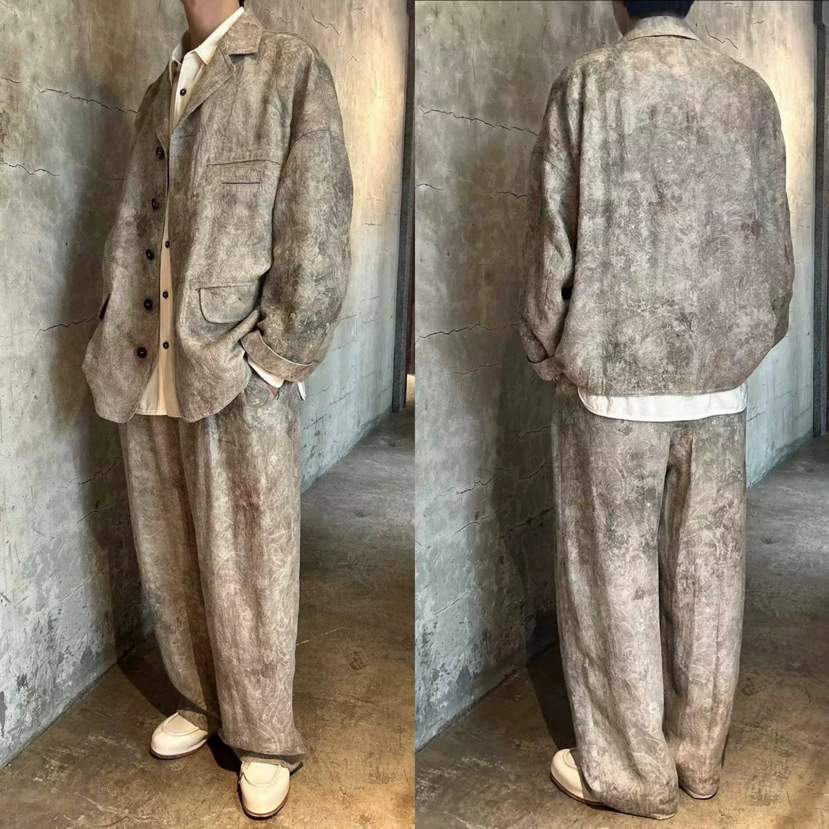 Ziggy Chen 24pf Dirty-Dyed Jacquard Suit Jacket