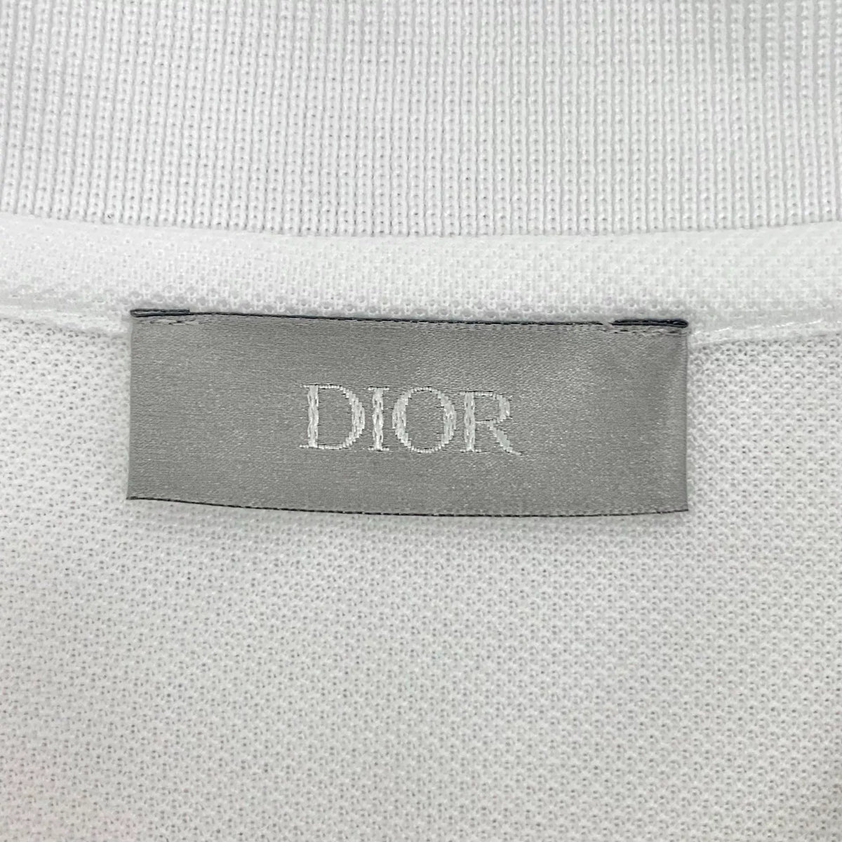 Dior White Letter Embroidery Logo Collared Single-Breasted Cotton Polo Shirt