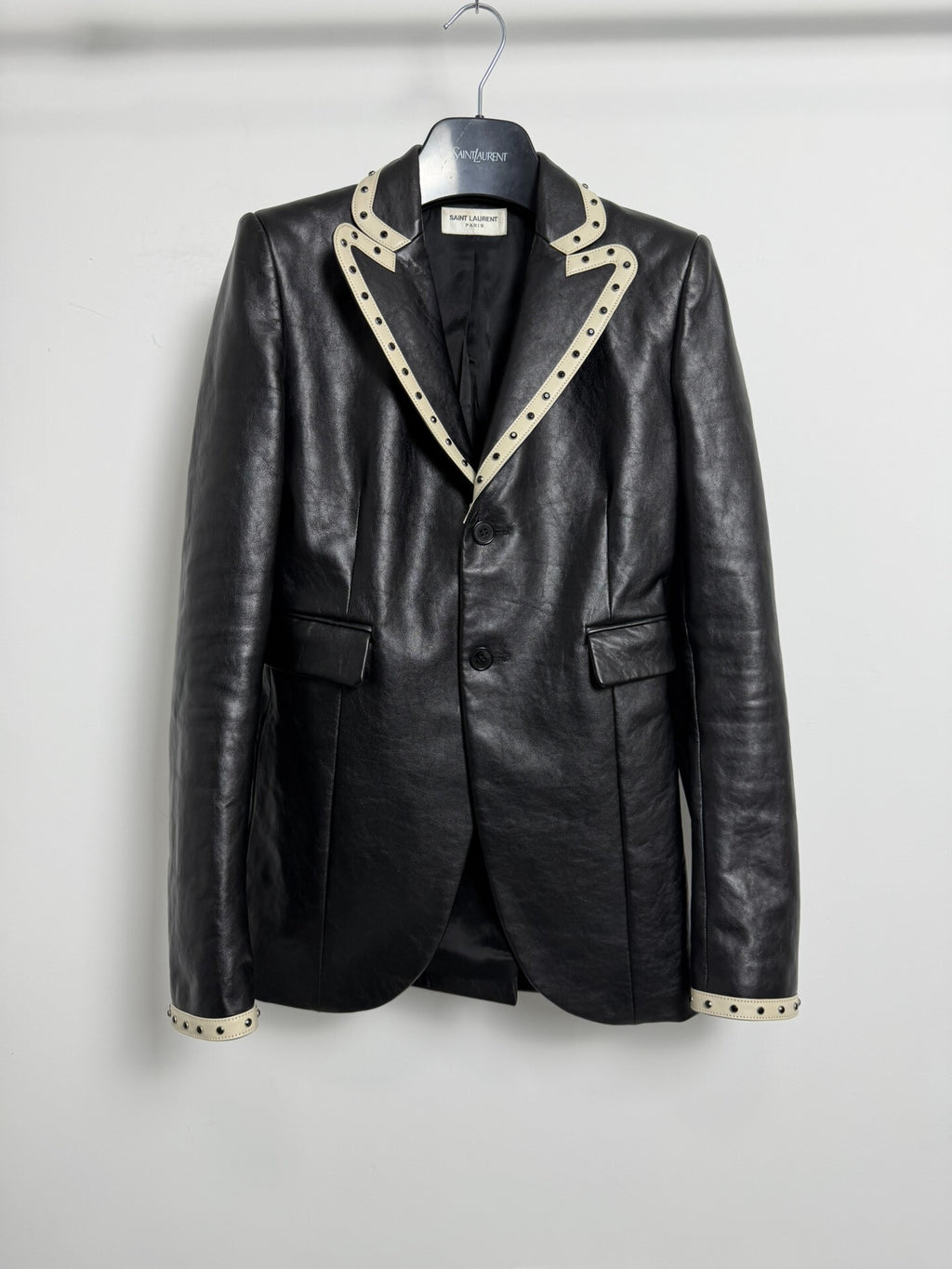 Saint Laurent Slp19ss Black White Studded Suit