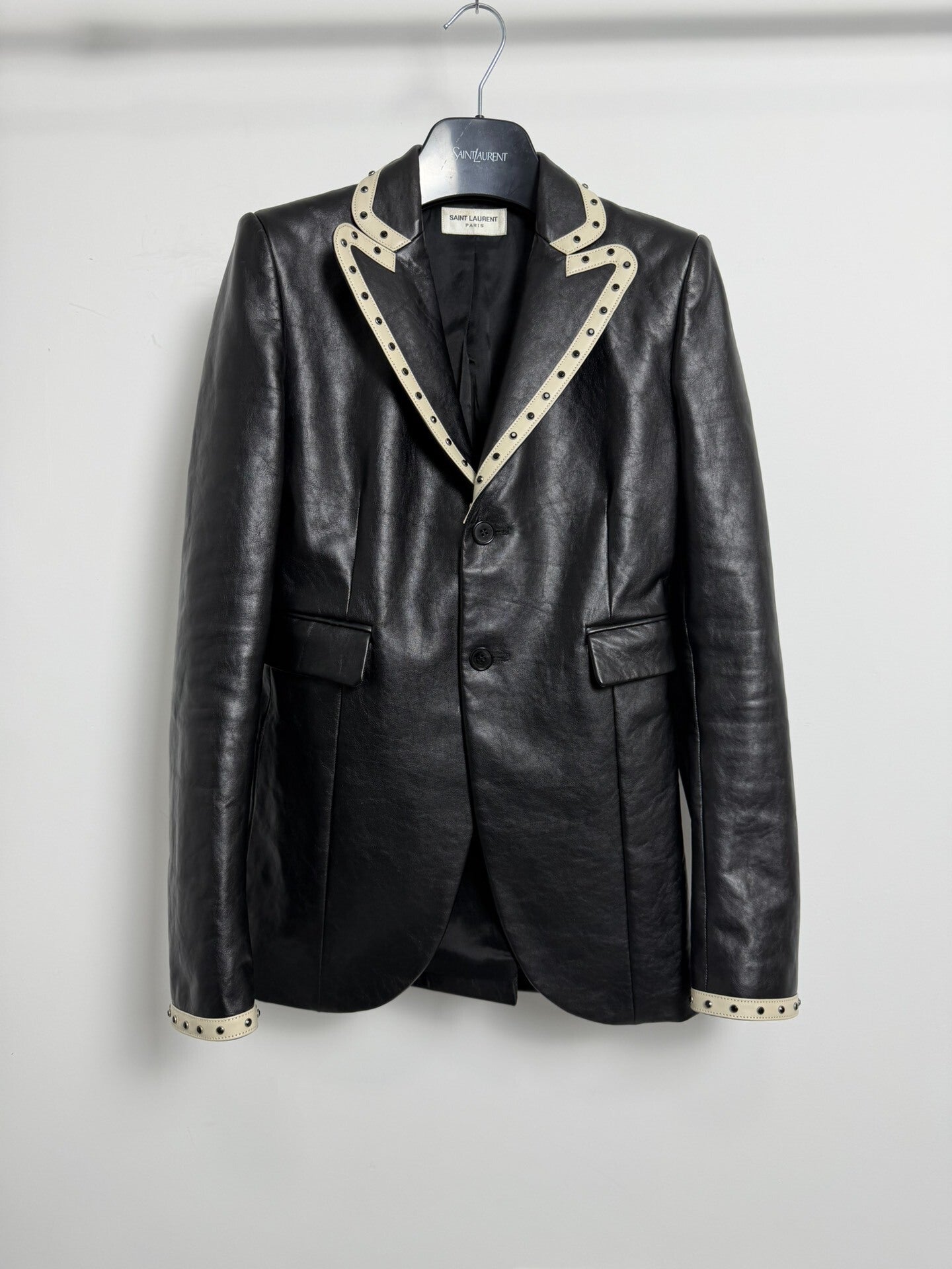 Saint Laurent Slp19ss Black White Studded Suit