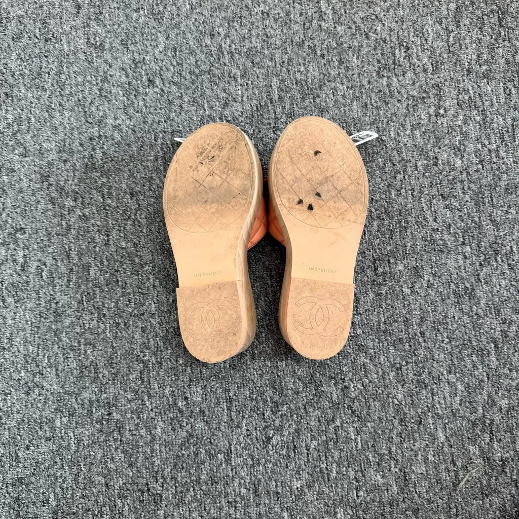 Chanel 22P pink double-C lambskin slippers