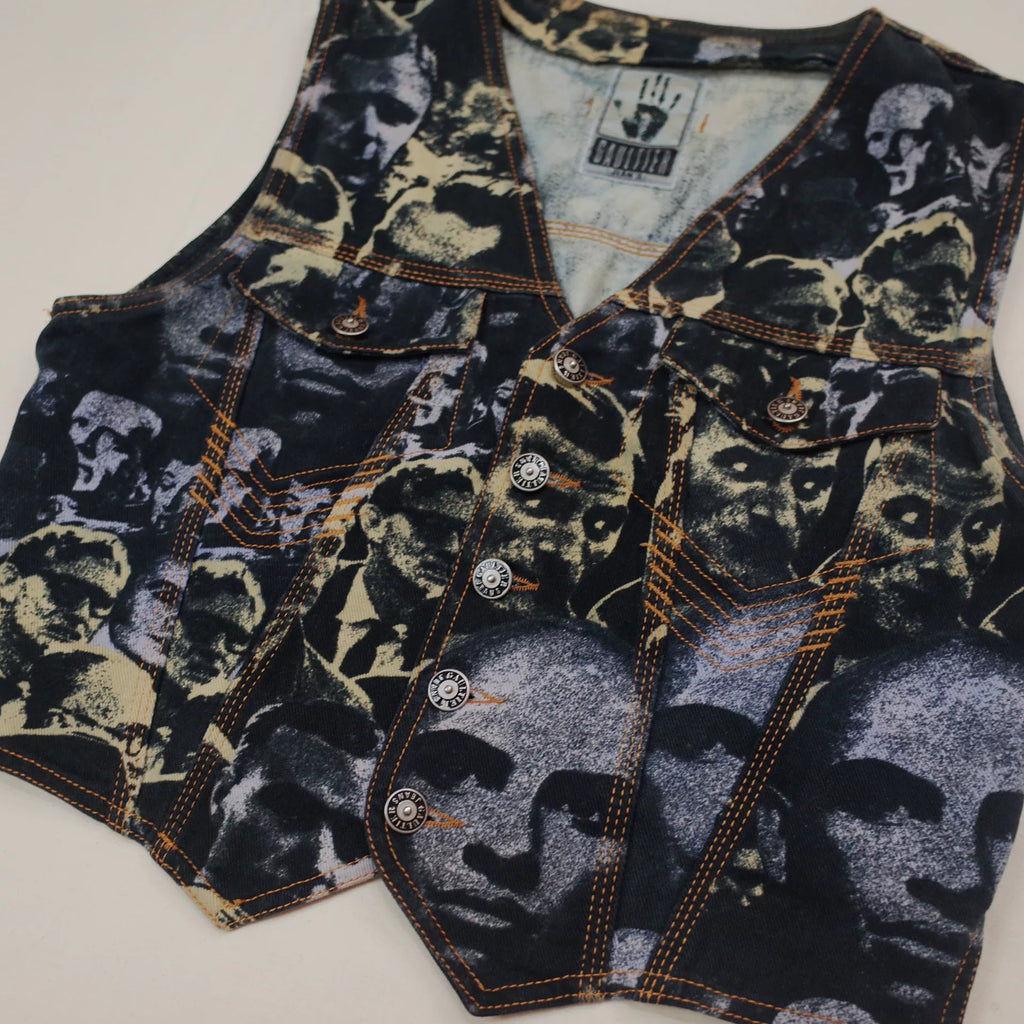 1992 Fall/Winter Jean Paul Gaultier Face Print Denim Vest