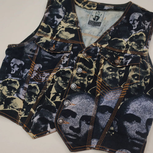 1992 Fall/Winter Jean Paul Gaultier Face Print Denim Vest