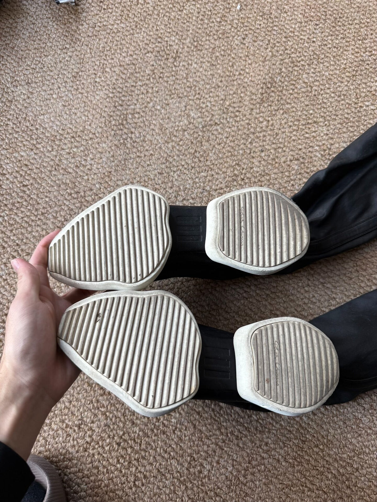 Rick Owens Black x Adidas Lambskin Horsebit Boots