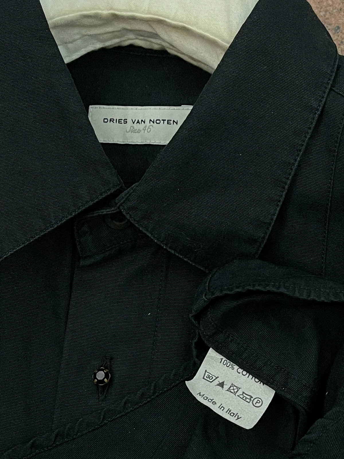 Dries Van Noten Octagonal Diamond Button Cotton Shirt
