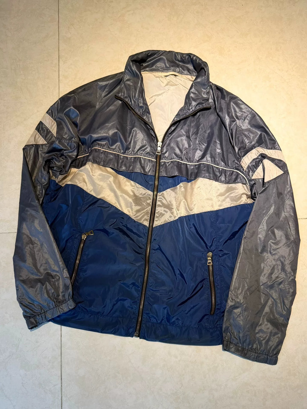 Prada Micro Logo Stand-Collar Zip-Up Nylon Jacket