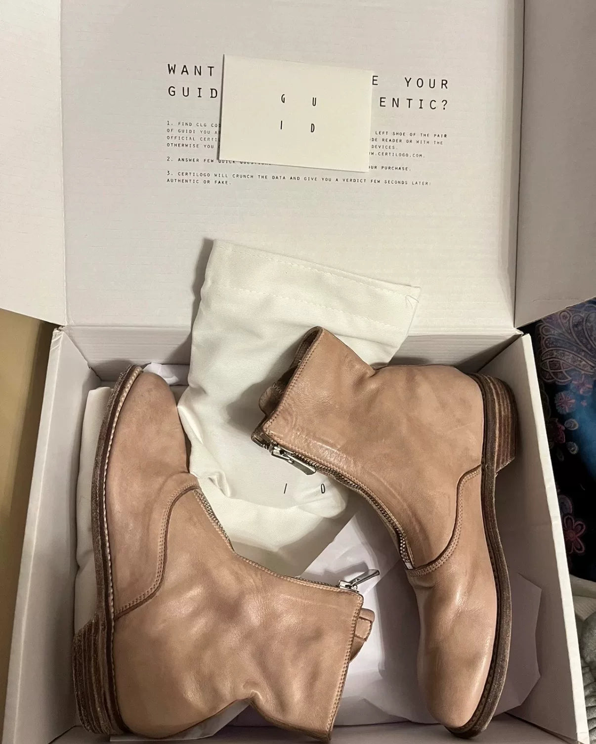 Guidi 210 Milk Tea Color Leather Front Zipper Boots