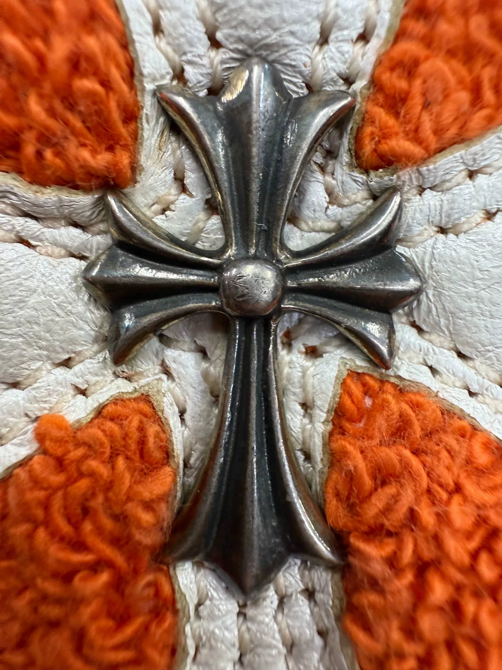Chrome Hearts Orange Leather Patch Cross Wristband