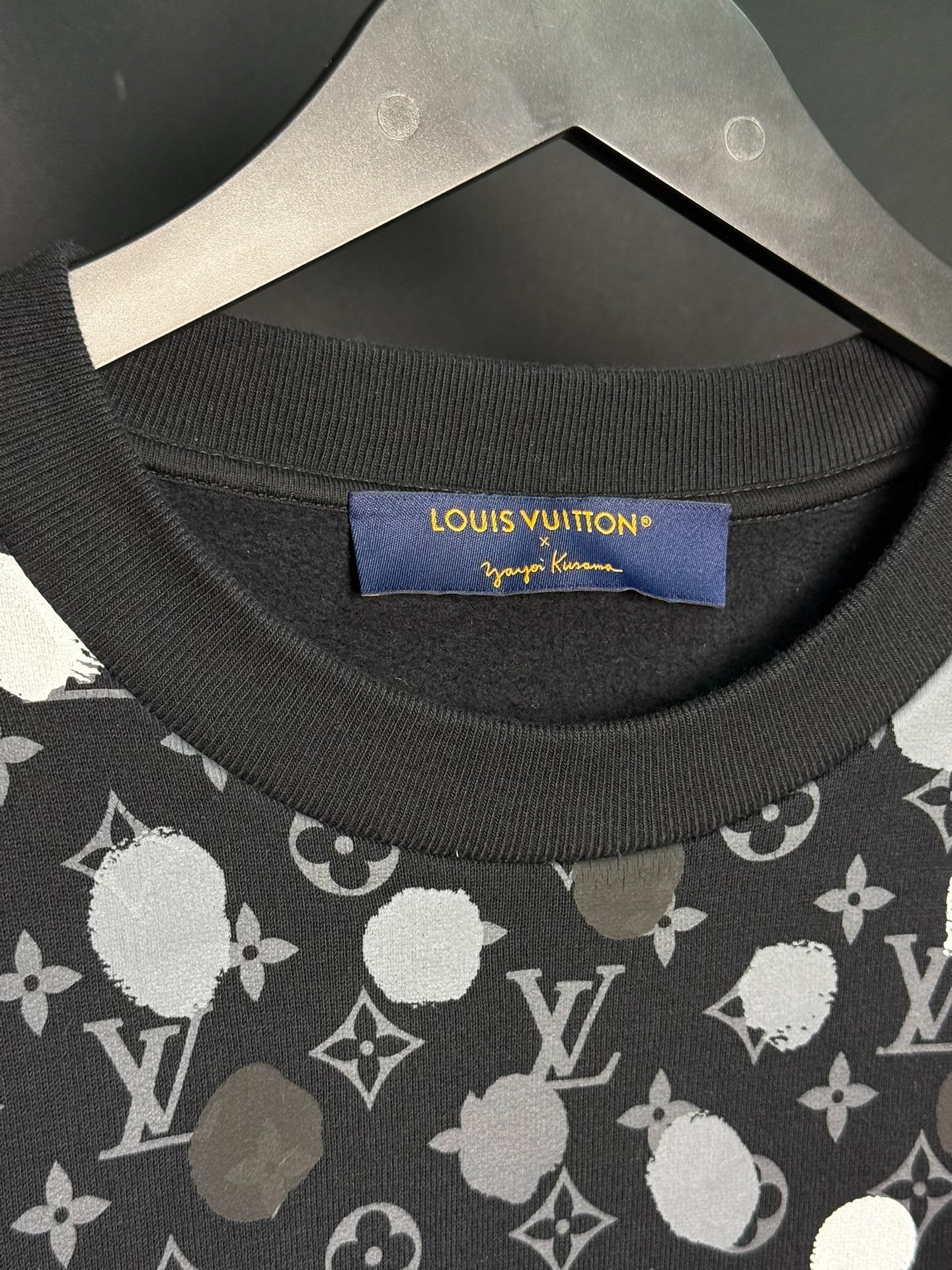 LV X Yayoi Kusama Collaboration Black Polka Dot All-Over Print Sweatshirt