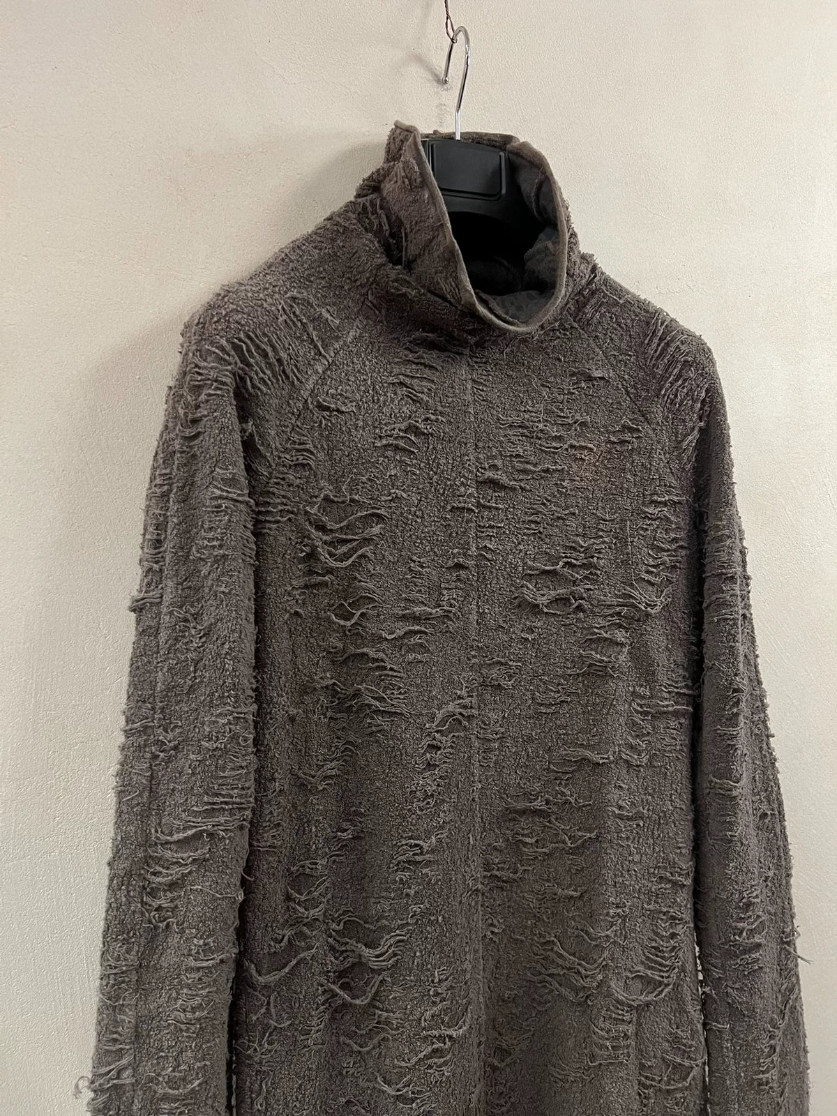Julius FW13 _7 Long Sleeve Distressed Gray Wool Top
