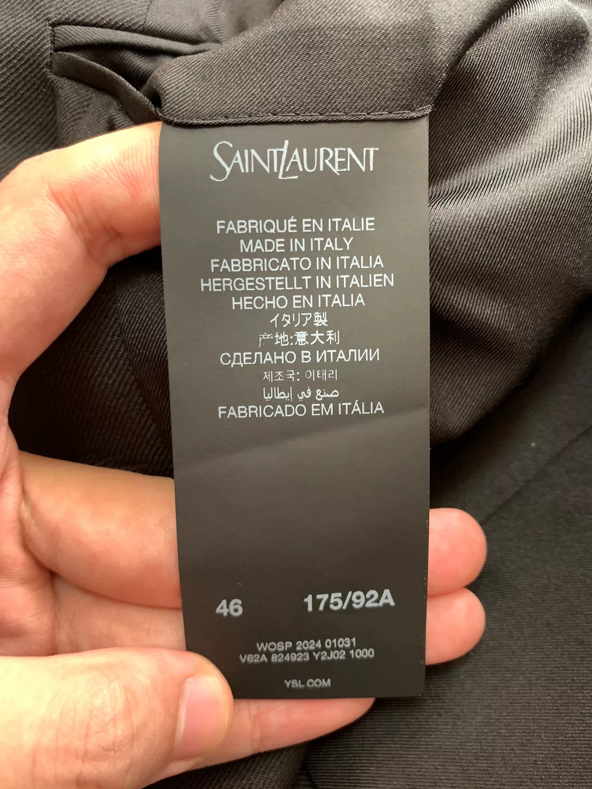 Saint Laurent SS25 Black Peak-Lapel Double-Breasted Wool Jacket