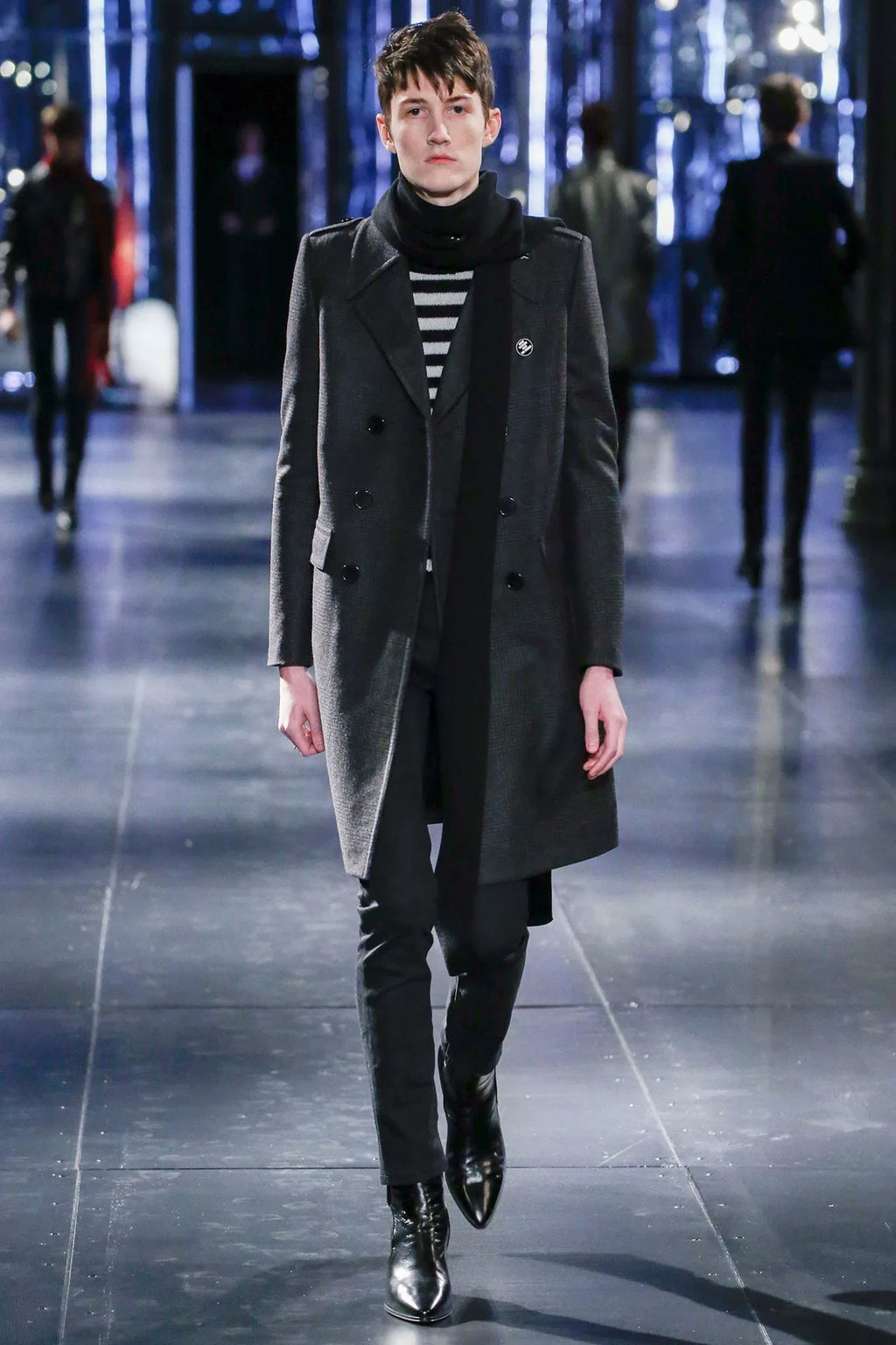 Saint Laurent 15FW Black White Striped Turtleneck Sweater