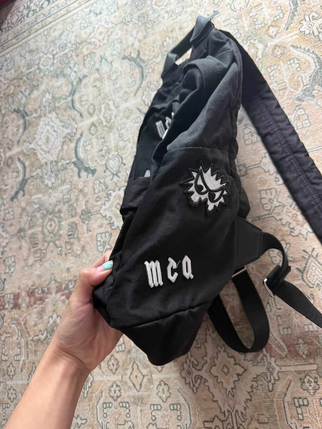 Alexander McQueen Swallow Embroidery Leather Backpack