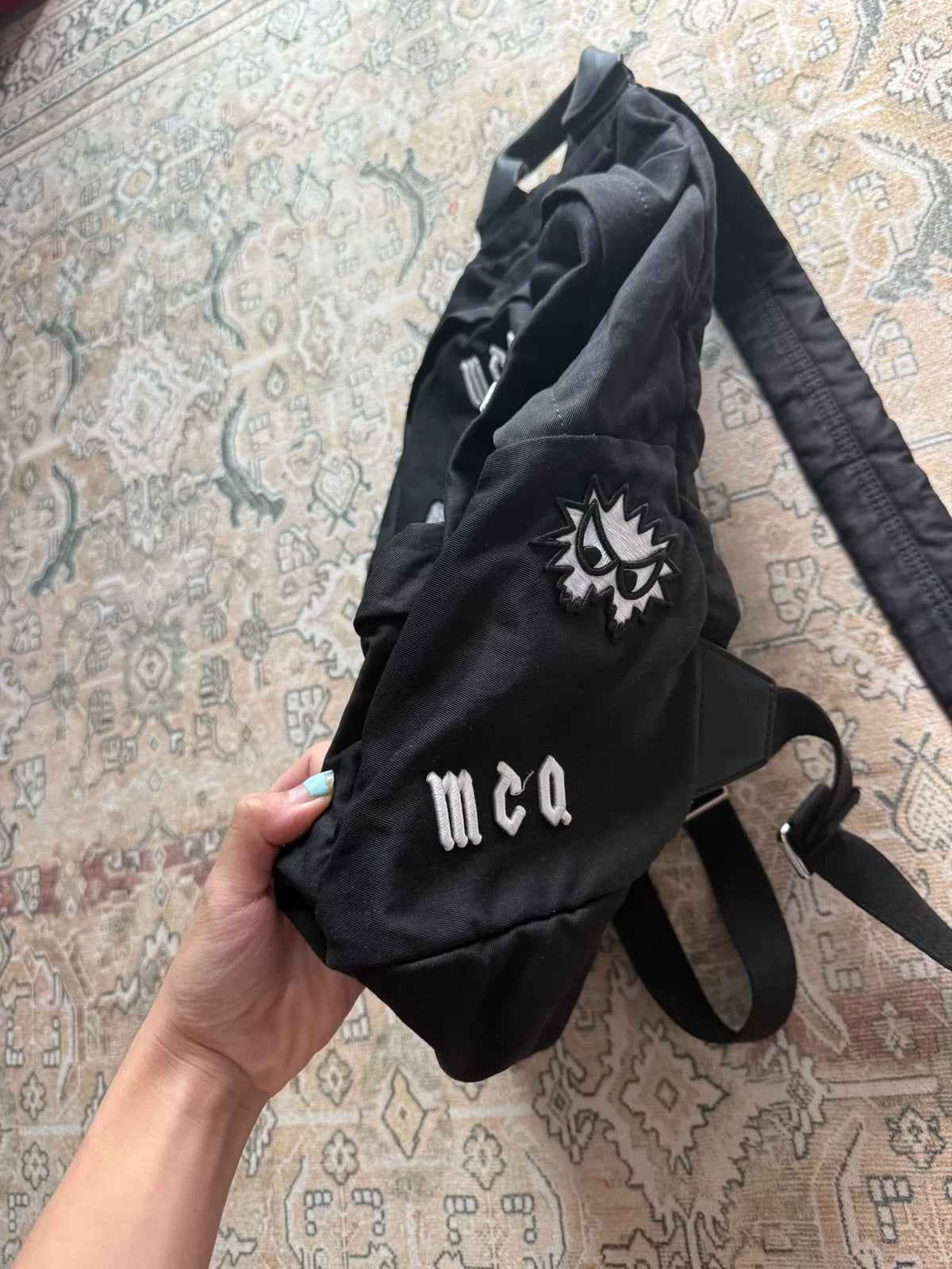 Alexander McQueen Swallow Embroidery Leather Backpack