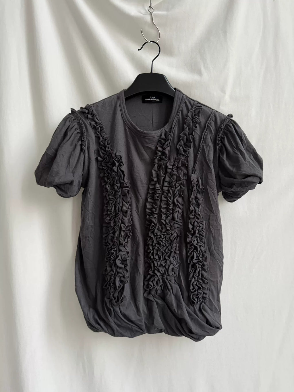Comme Des Garçons Pleated Flower Short Sleeve Cotton Polyester Top