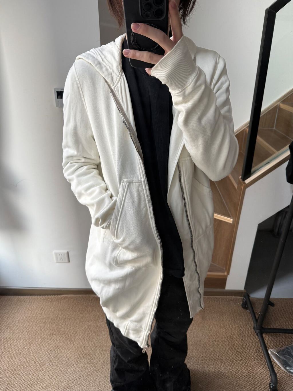 Rick Owens Off-White Hooded Jacket