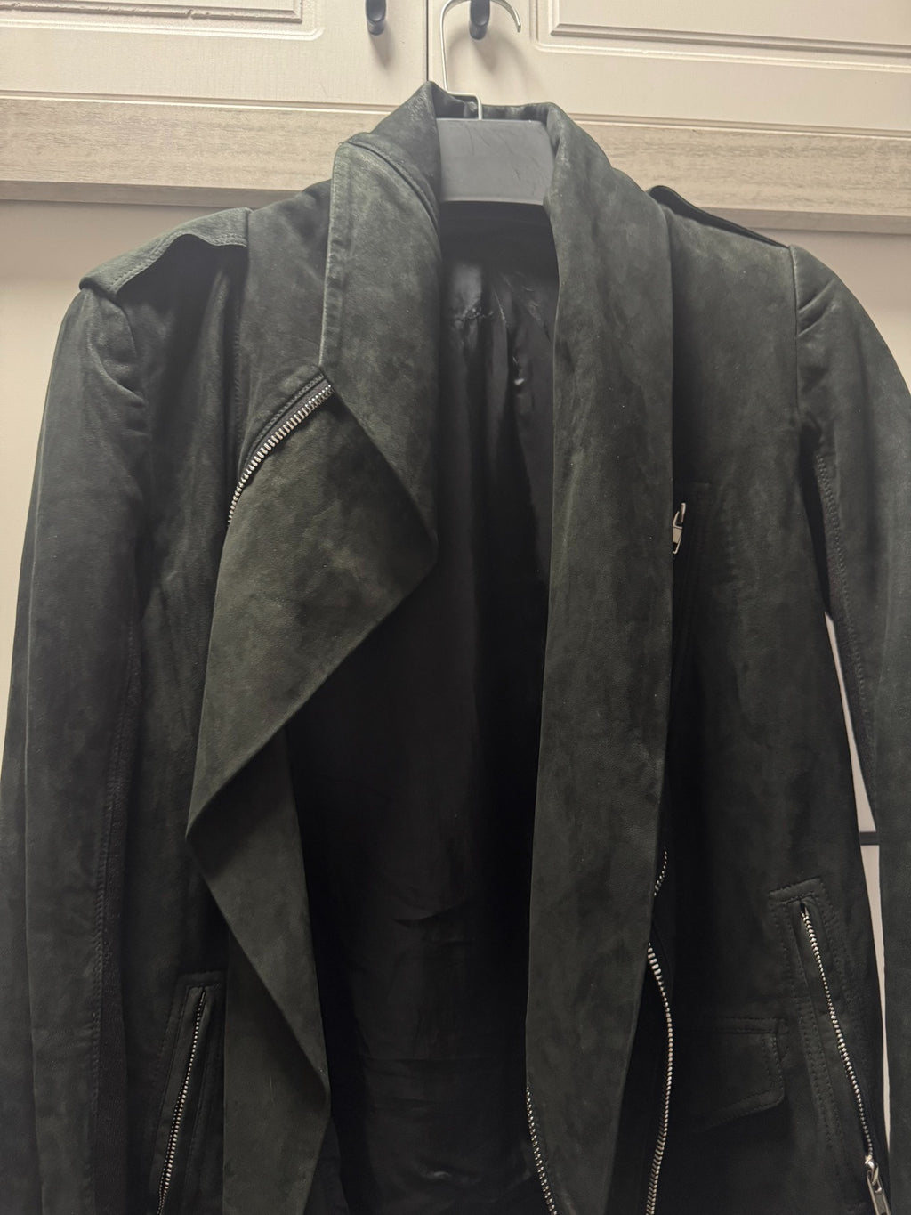 Rick Owens biker suede leather jacket