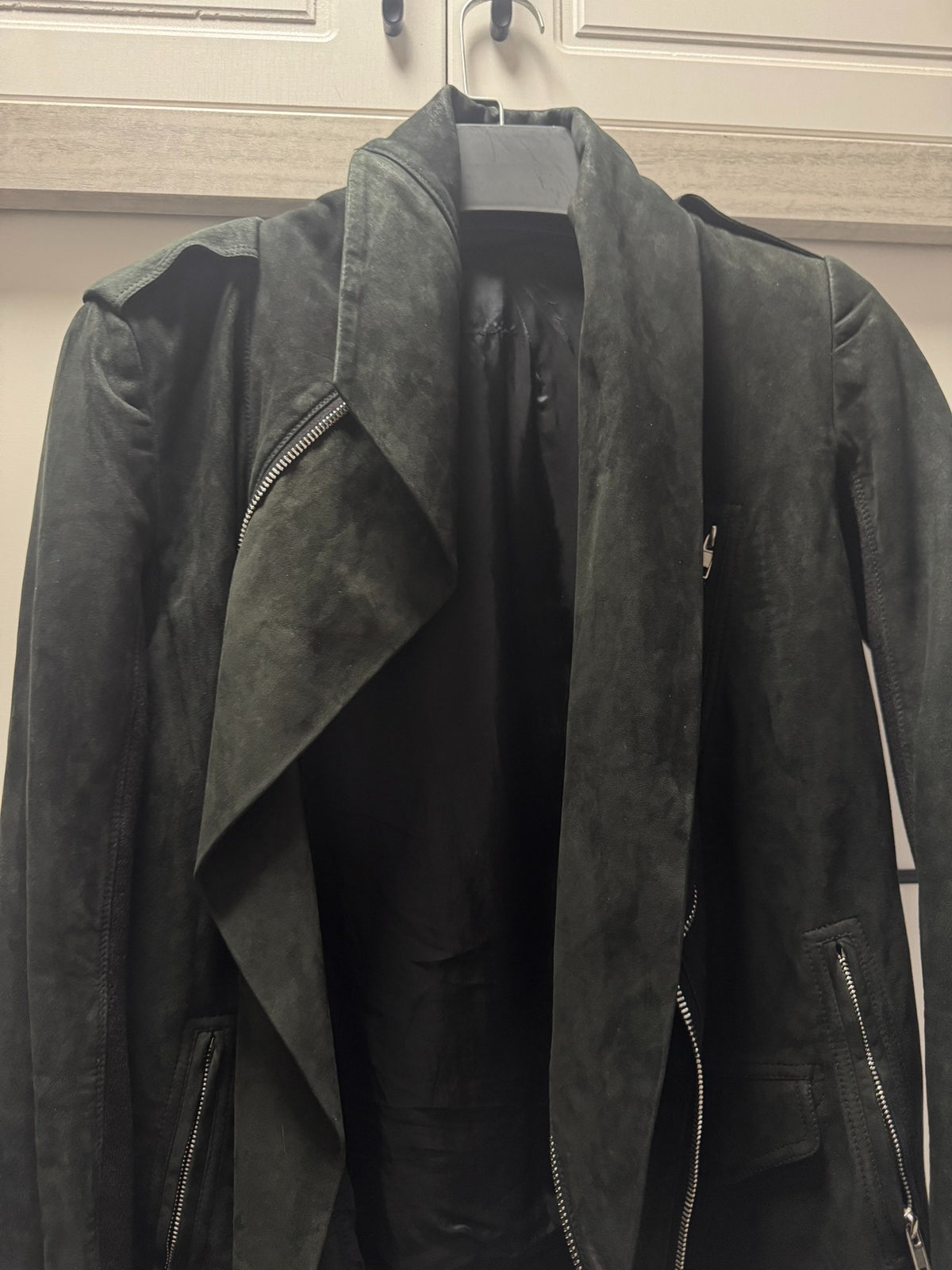 Rick Owens biker suede leather jacket