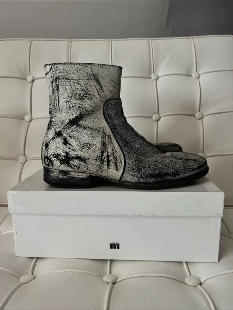 Maison Margiela 2012 Collection Painted White Leather Boots