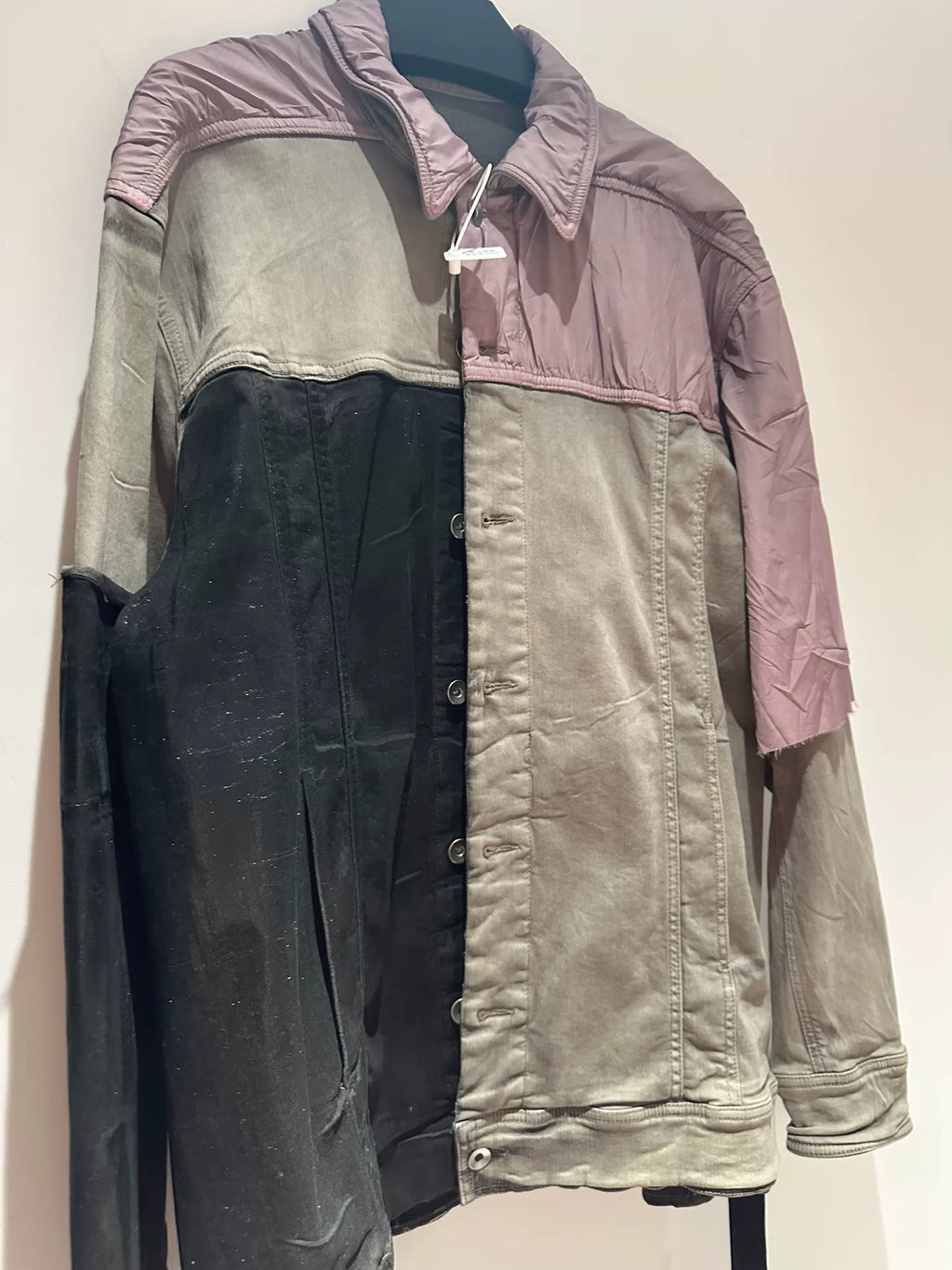 Rick Owens DRKSHDW FW22 Patchwork Collar Single-Button Long-Sleeve Shirt Jacket