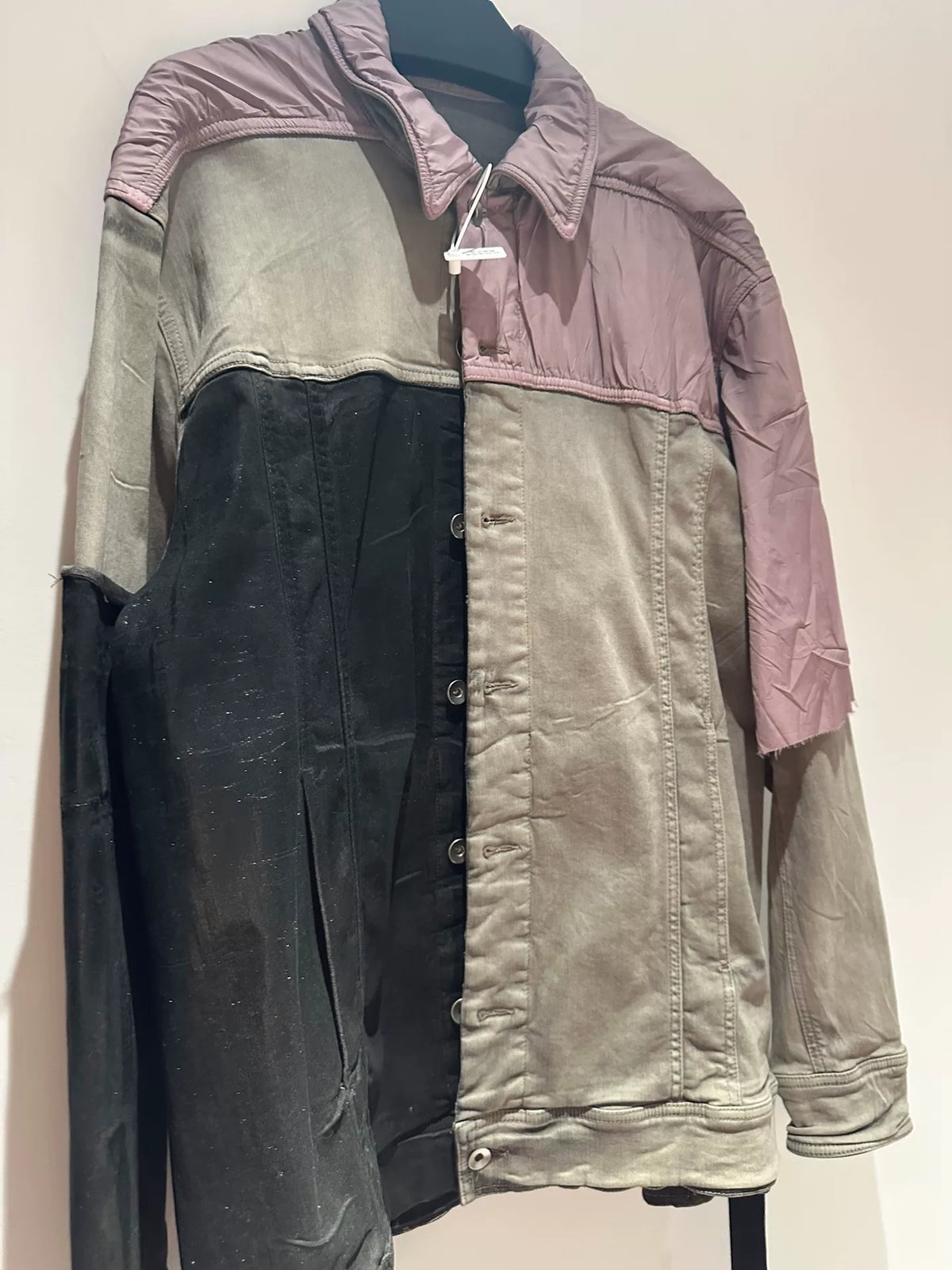 Rick Owens DRKSHDW FW22 Patchwork Collar Single-Button Long-Sleeve Shirt Jacket