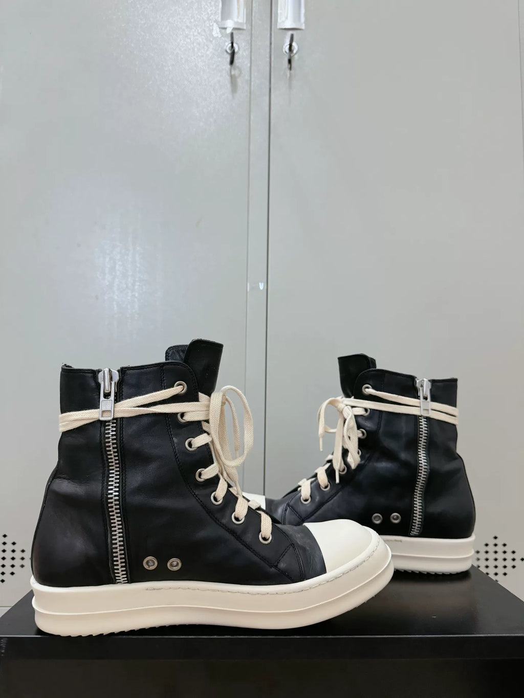 Rick Owens Black and White Tank Sole Large Converse Sneakers