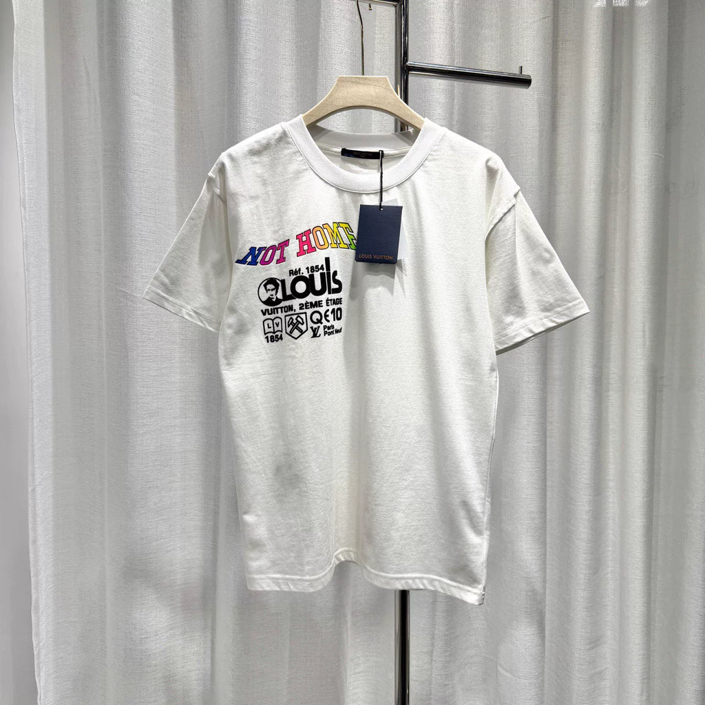 Louis Vuitton Tornado Flock Logo Cotton White Short Sleeve T-Shirt