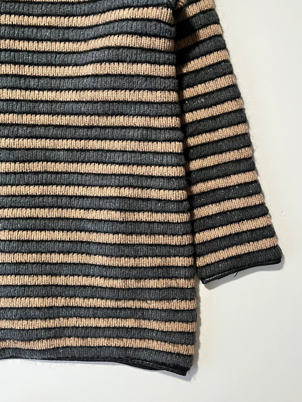 Issey Miyake 1970s Leather-Trimmed Knit Sweater