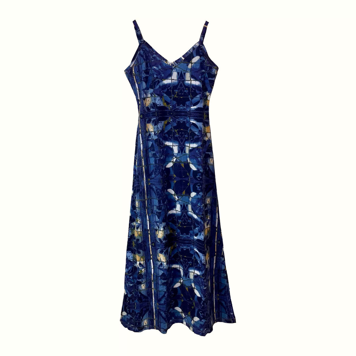 1998 Jean Paul Gaultier Angel Flapper Girl Blue Tile Strap Maxi Dress