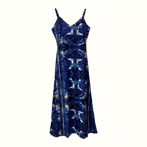 1998 Jean Paul Gaultier Angel Flapper Girl Blue Tile Strap Maxi Dress