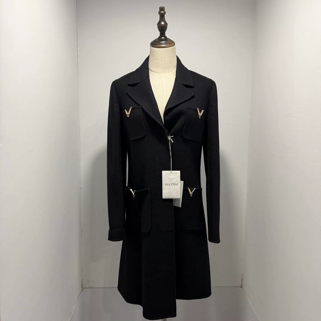 Valentino V-Neck Wool Coat