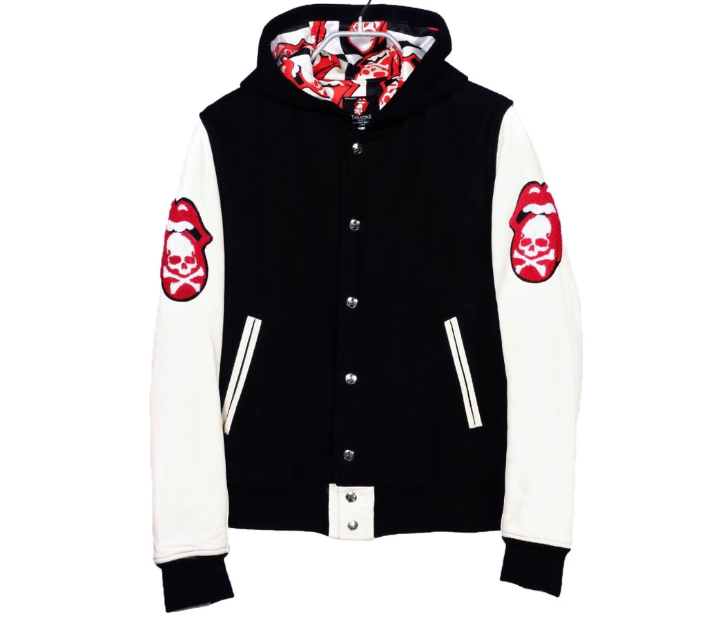 Mastermind Japan Theater8 Rolling Stones Wool Varsity Black Jacket