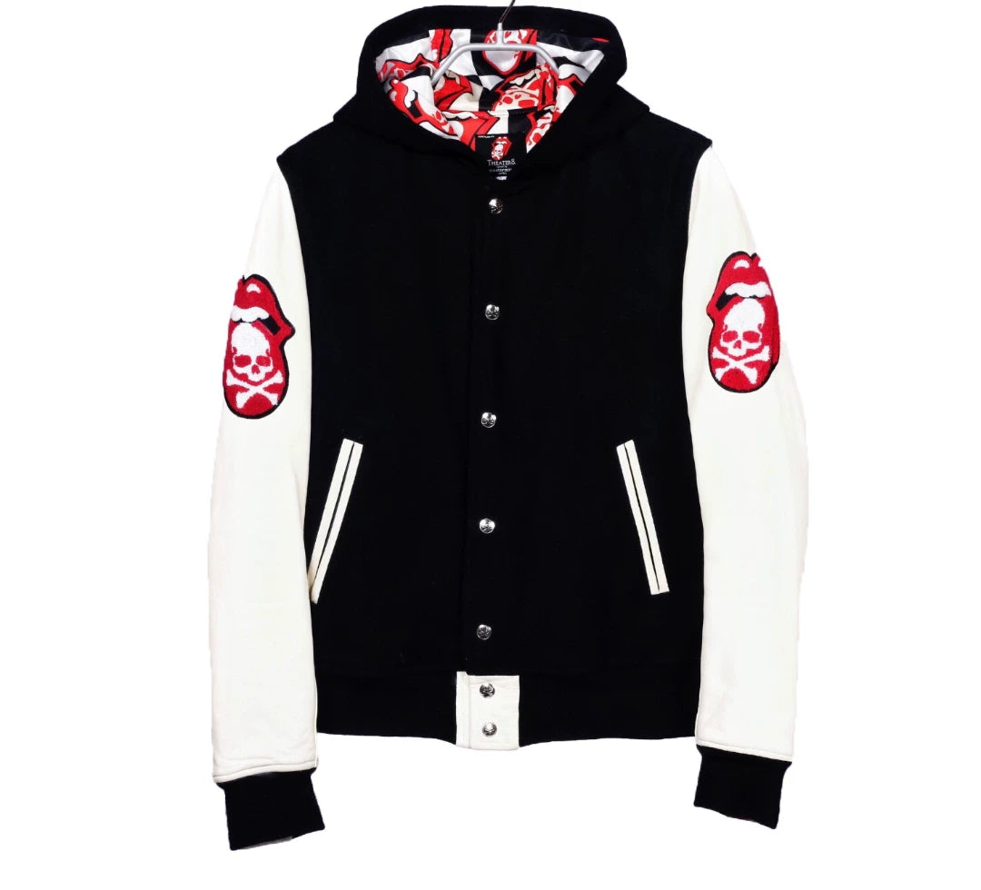 Mastermind Japan Theater8 Rolling Stones Wool Varsity Black Jacket