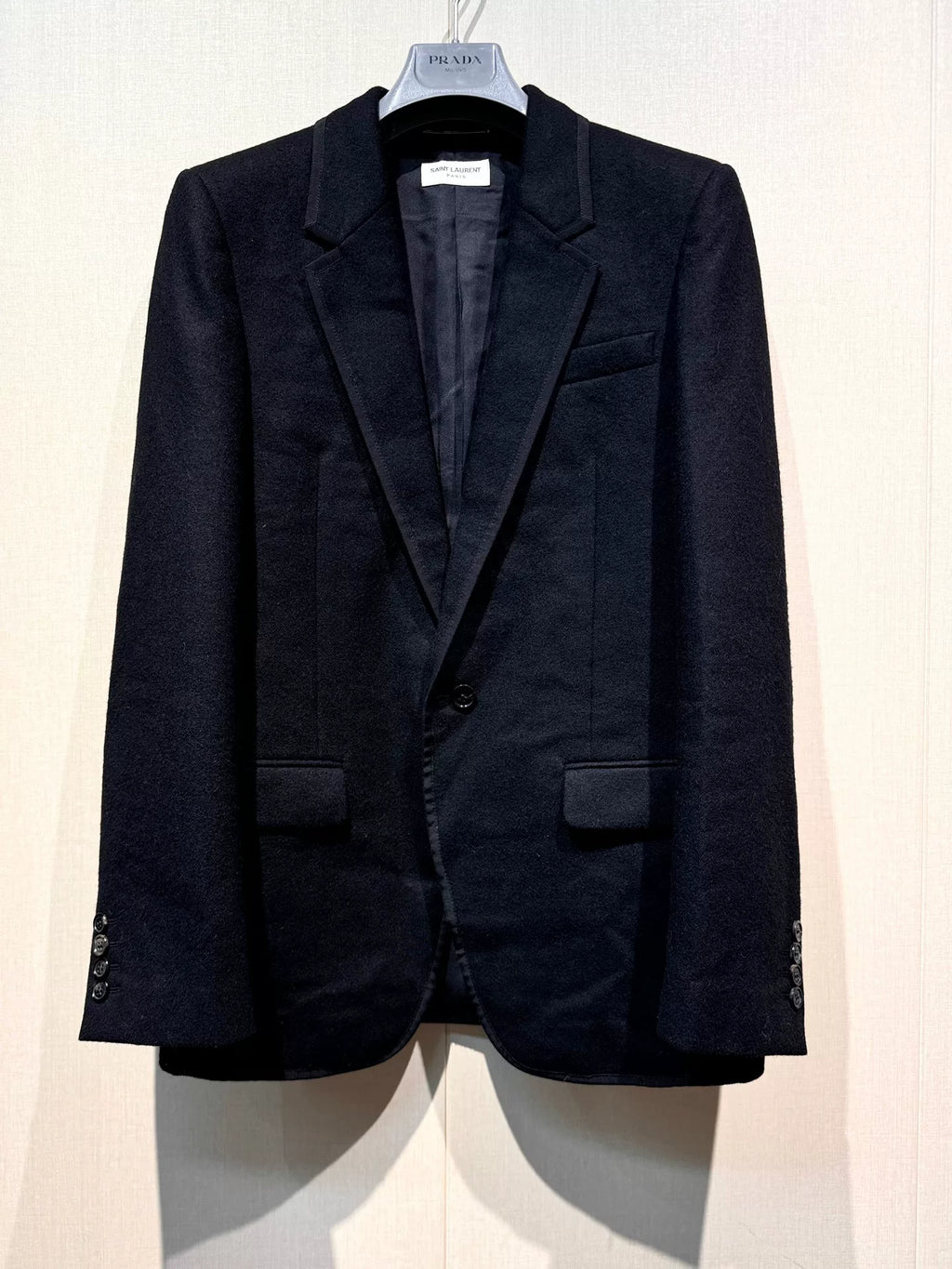 Saint Laurent Black Embroidered Trim Lambswool Blazer