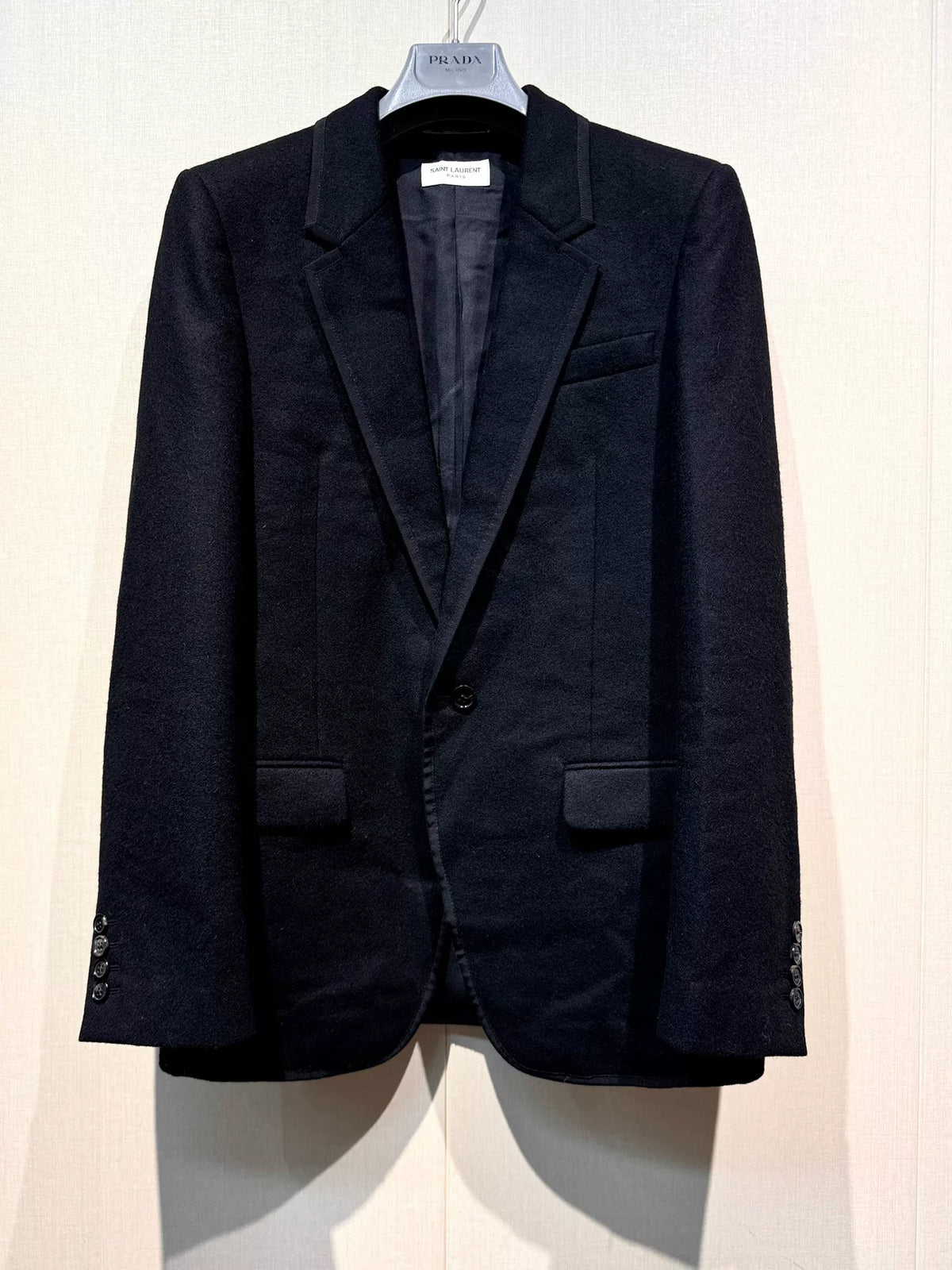 Saint Laurent Black Embroidered Trim Lambswool Blazer