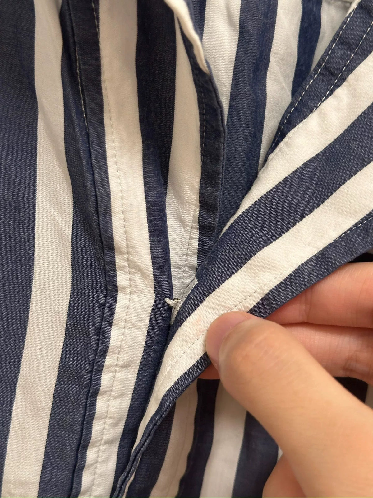 Celine Arc de Triomphe Logo Blue White Stripe Short Sleeve Shirt