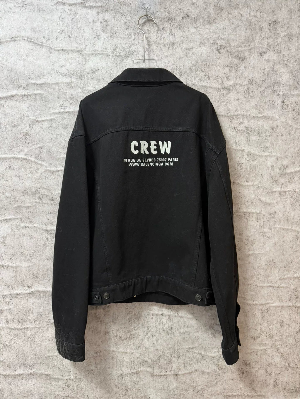 Balenciaga Paris Black Crew Embroidered Denim Jacket