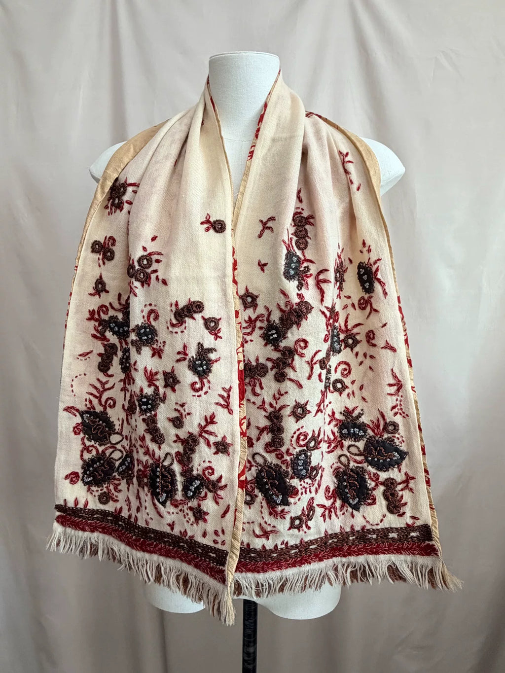 Dries Van Noten Embroidered Tassel Scarf
