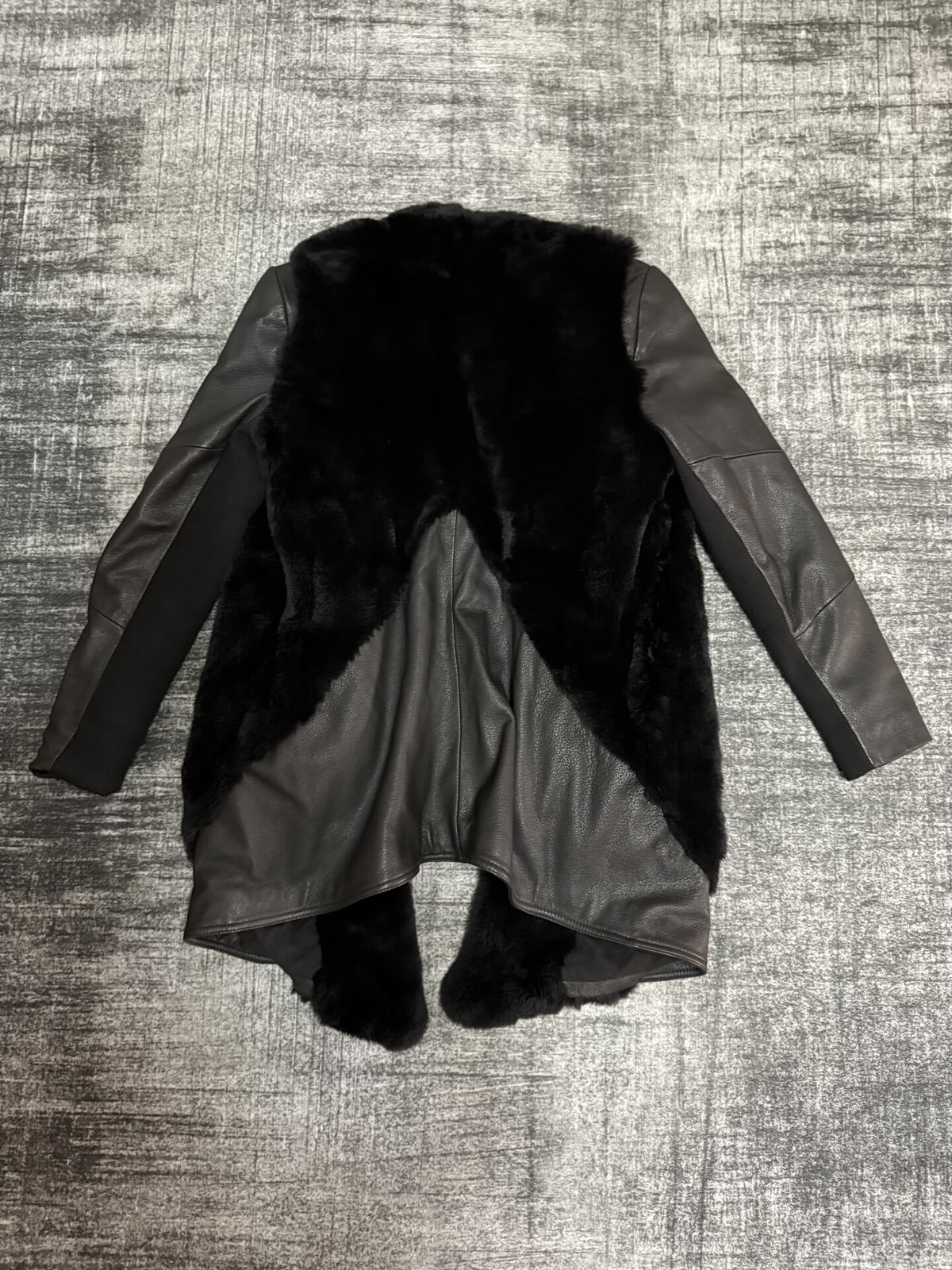 Helmut Lang Dark Goatskin Rabbit Fur Long Coat