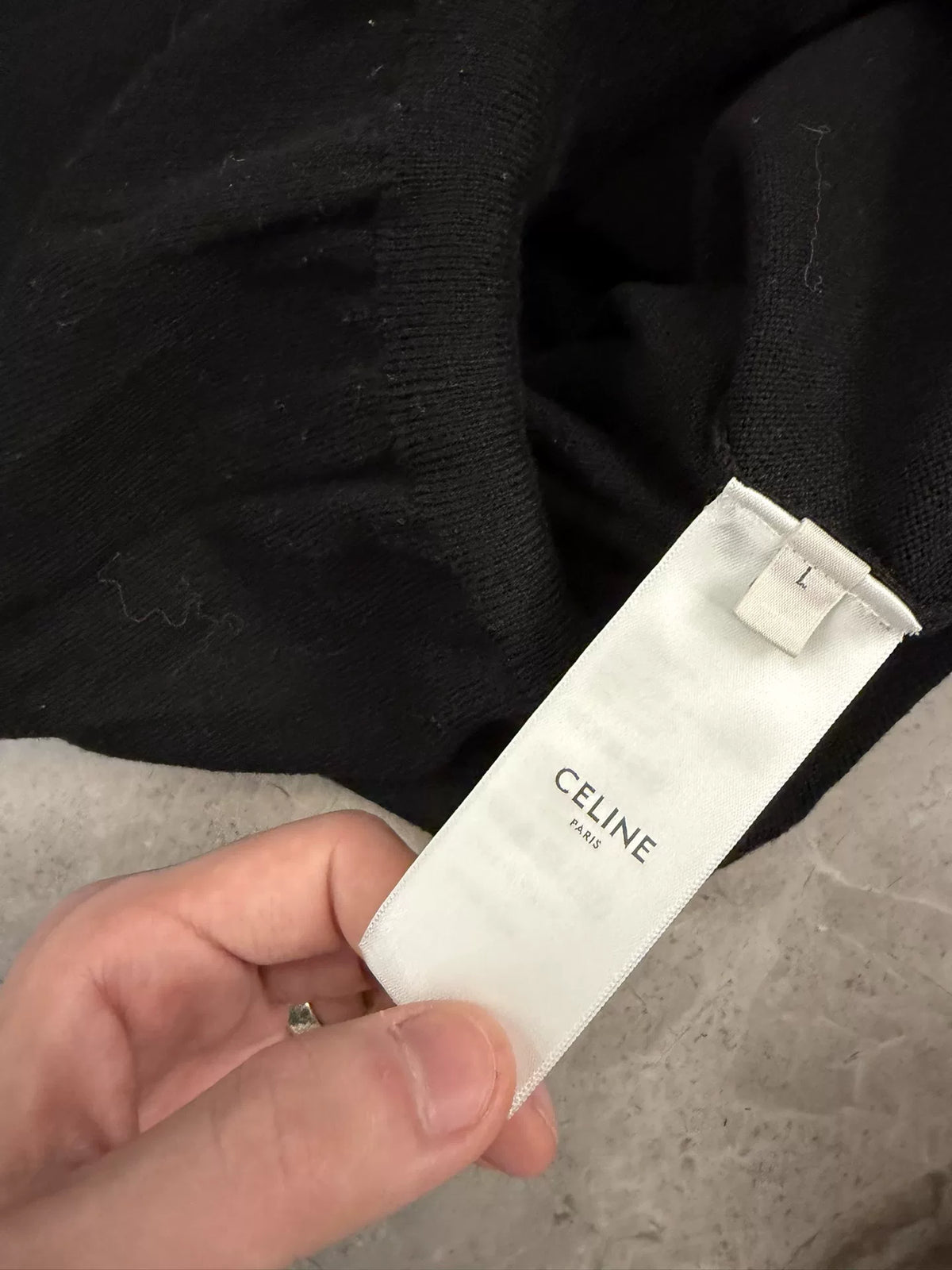 Celine Black Wool Crew Neck Sweater by Hedi Slimane