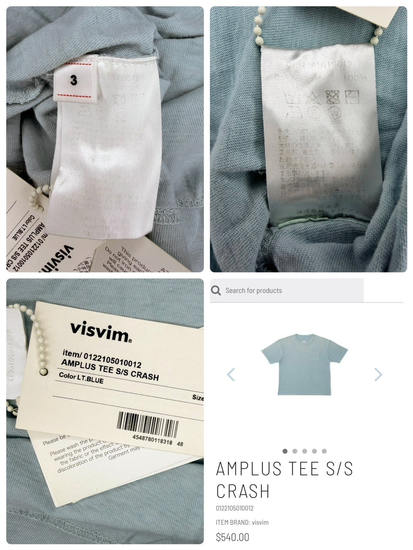 Visvim 22SS Amplus Distressed Tee S/S Crash Cotton Crew T-Shirt