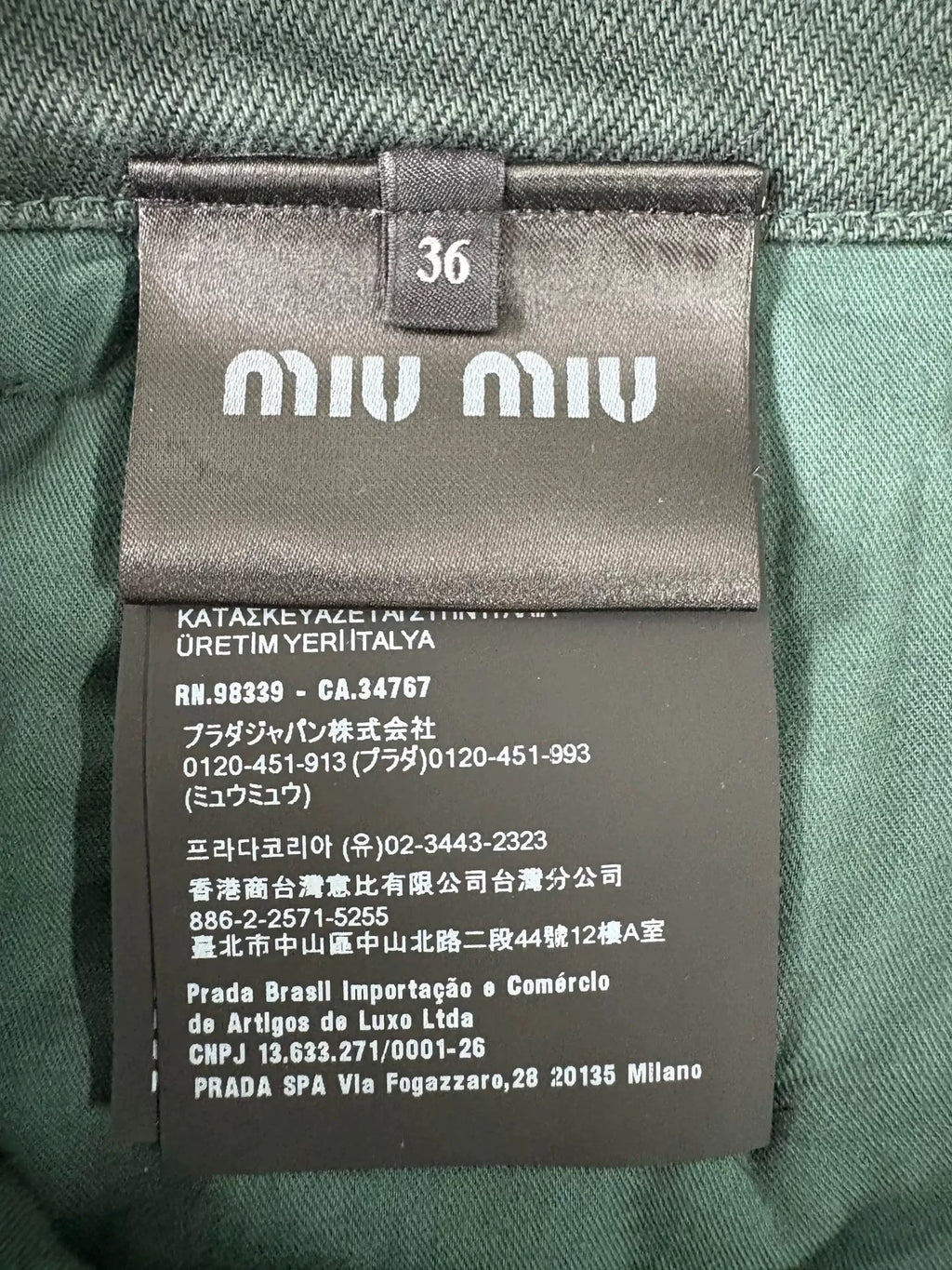 MiuMiu logo Vintage Dark Green Embroidered Cotton Jeans