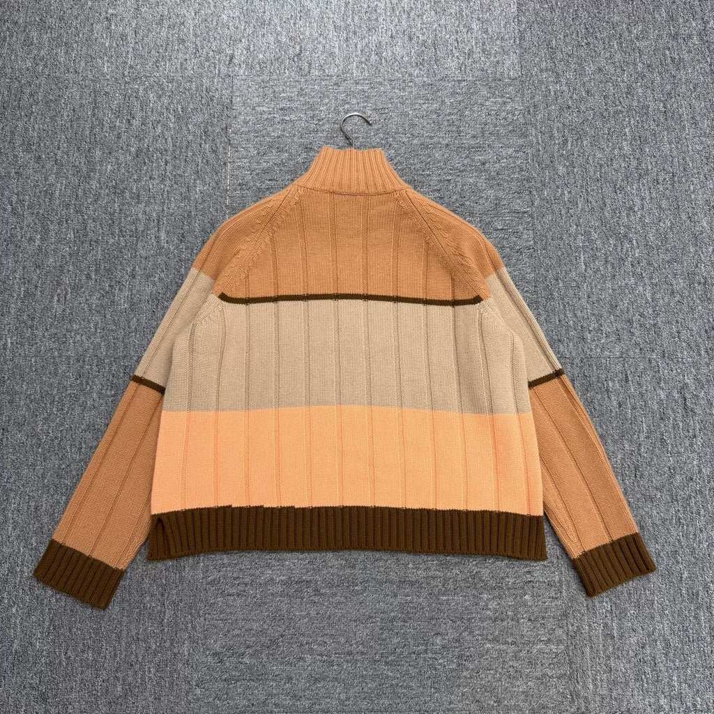 Loro Piana BABYCASHMERE Three-Color Patchwork Cashmere Knit Sweater