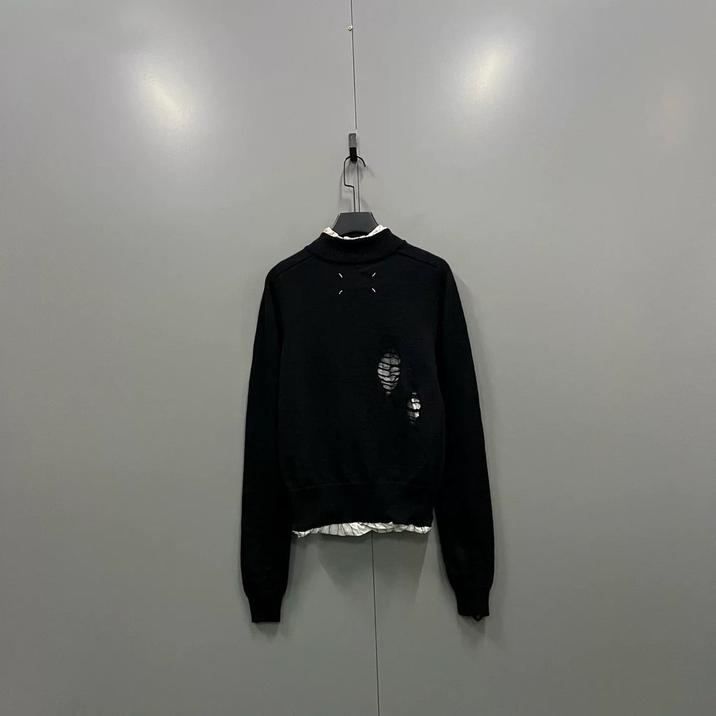 Maison Margiela Distressed Patchwork Knit Sweater
