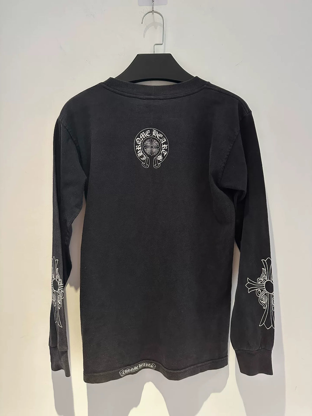 Chrome Hearts 1990s Gray Vine Sword Cross Horseshoe Print Long Sleeve Top