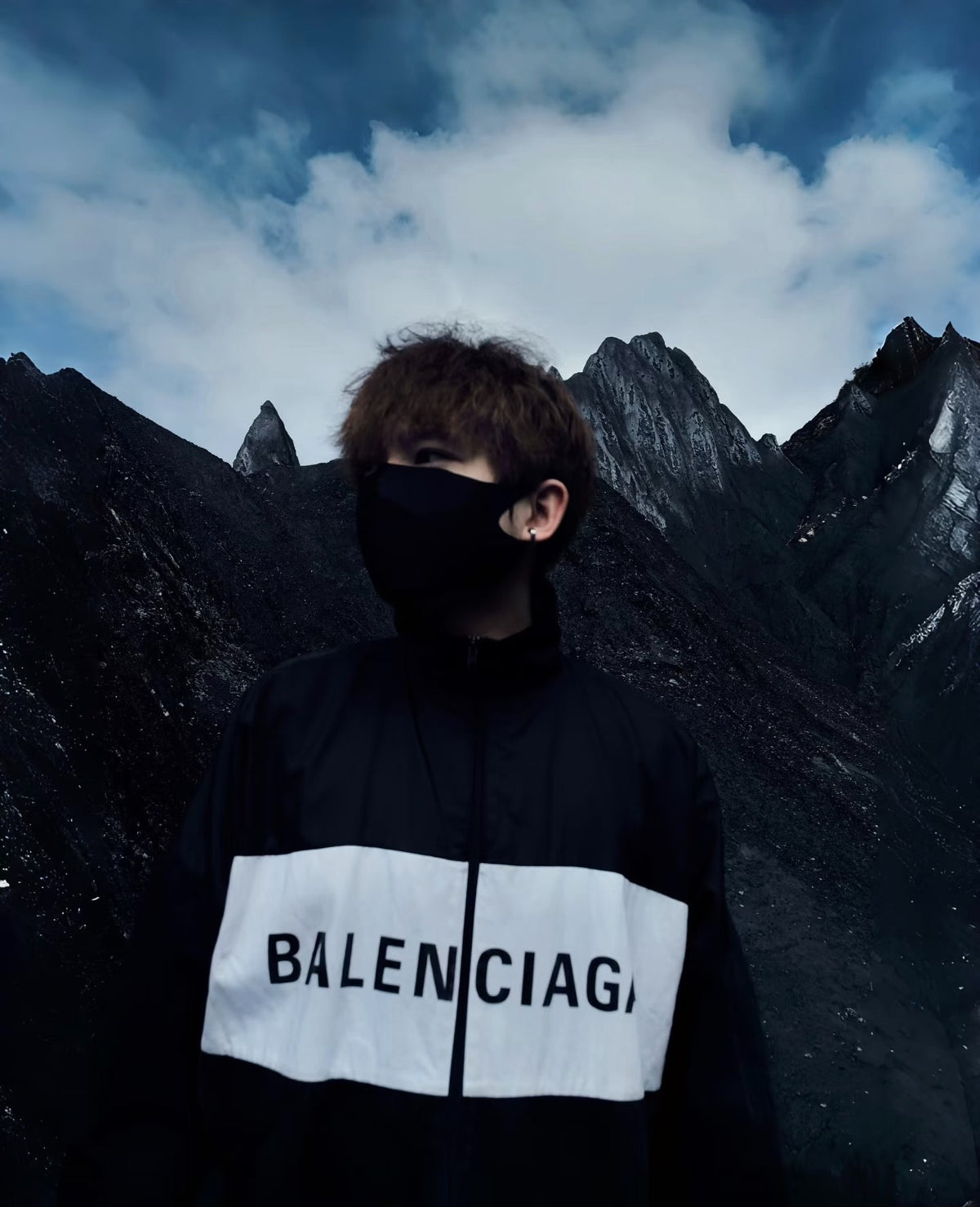 Balenciaga Black White Panel Logo Jacket