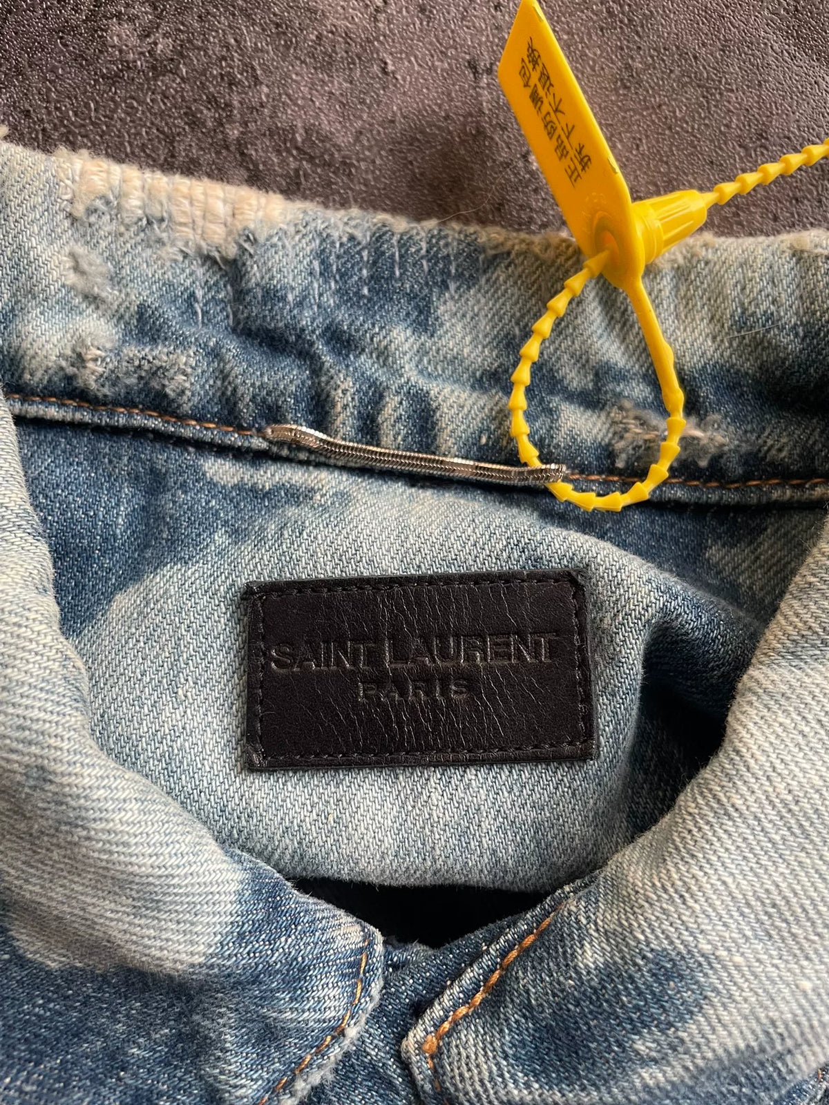 Saint Laurent SLP16 Spring/Summer Blue and White Splatter Denim Jacket
