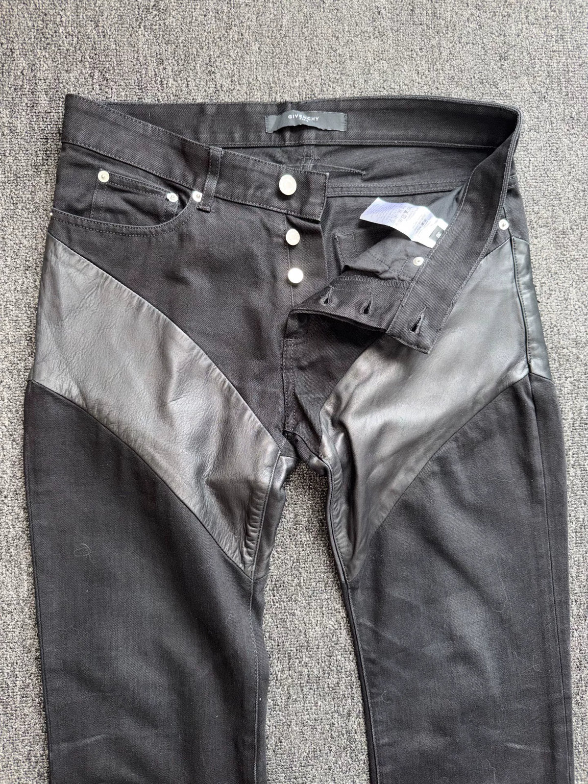 Givenchy black Denim with lamb leather accents