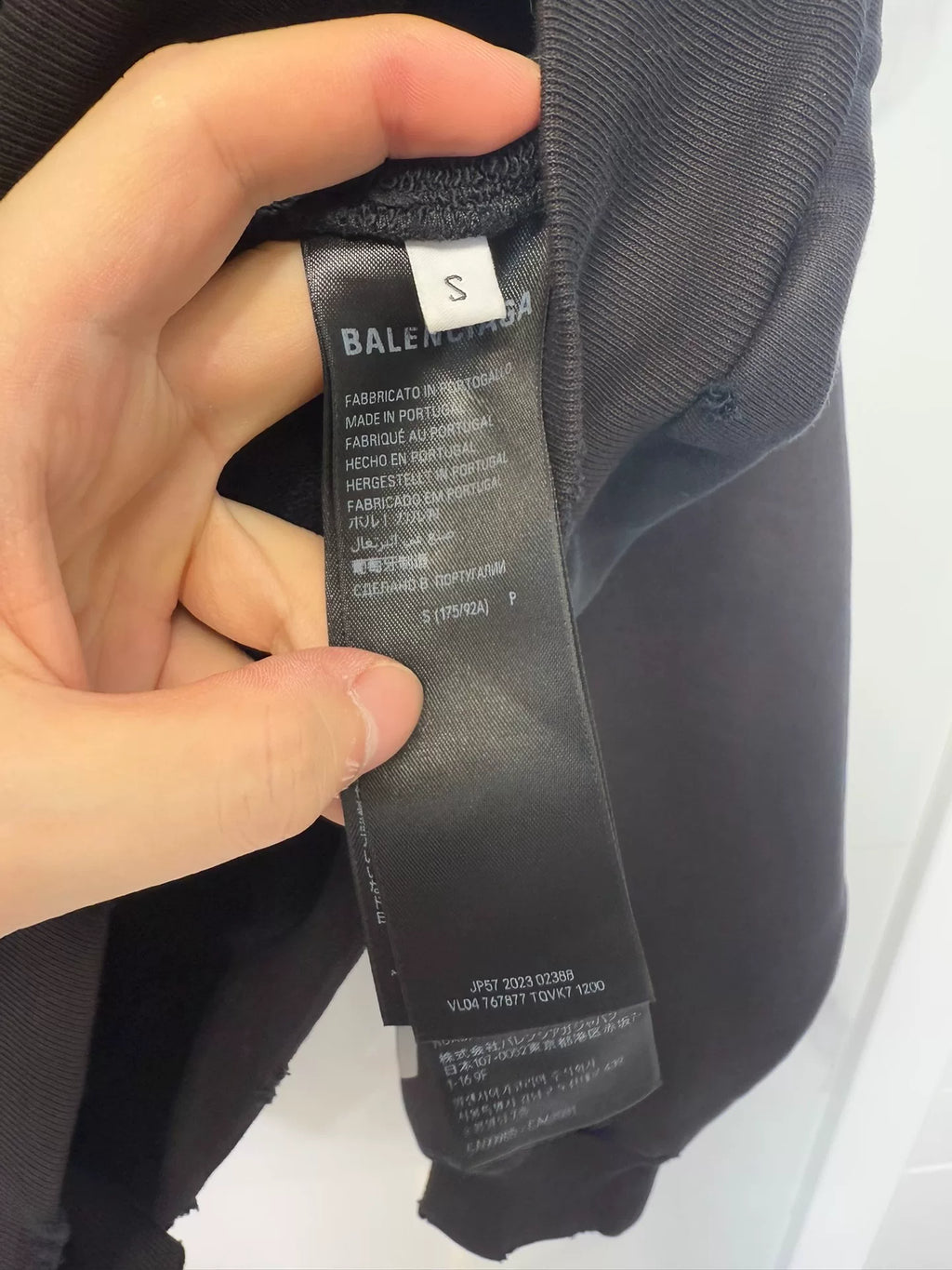 Balenciaga FW23 Black Distressed Letter Print Hooded Sweater